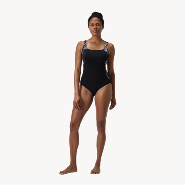 Купальник Speedo Shaping LunaLustre Printed (Женский; 42 (54); черный/серый принт)